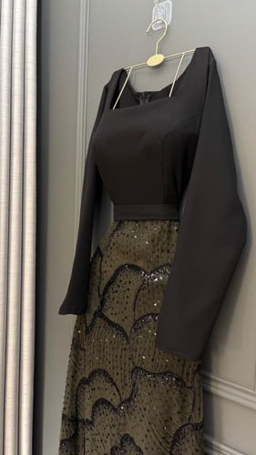 فستان سهره فخم زيتي