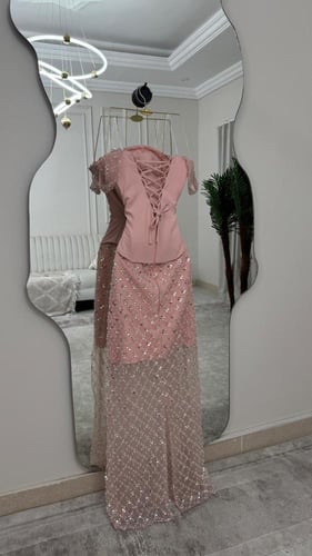 فستان سهره وردي فخم