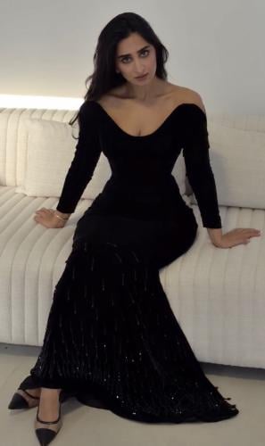 فستان سهره مخمل اسود فخم