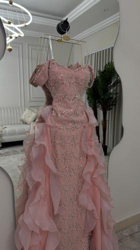 فستان سهره وردي فخم