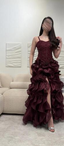 فستان سهره برغندي فخم