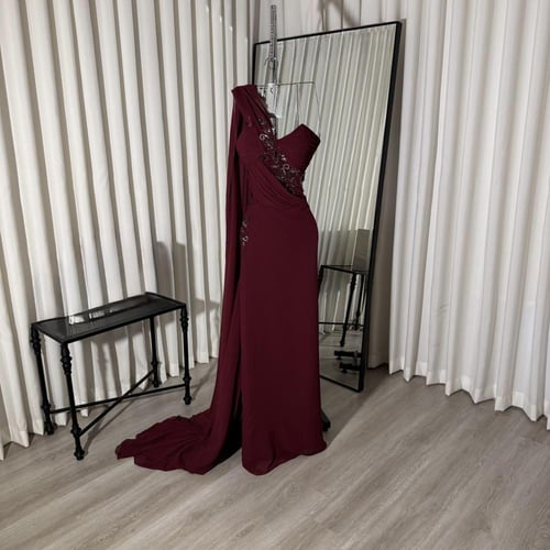 فستان سهره عنابي فخم