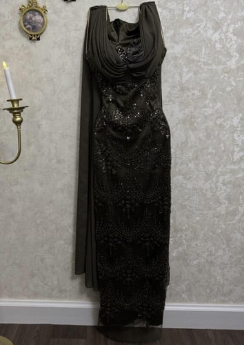 فستان سهره فخم زيتي