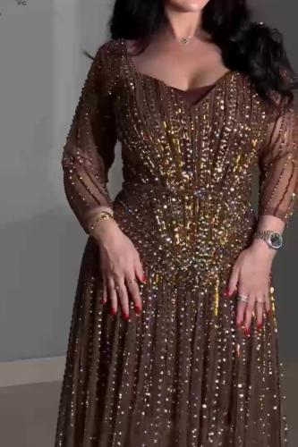 فستان سهره فخم بني