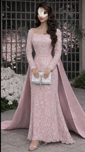 فستان سهره وردي فخم