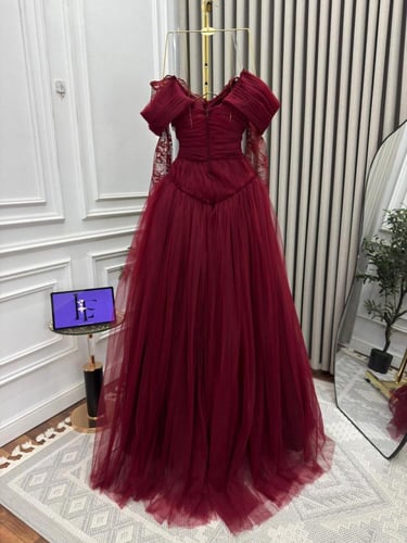 فستان سهره عنابي فخم