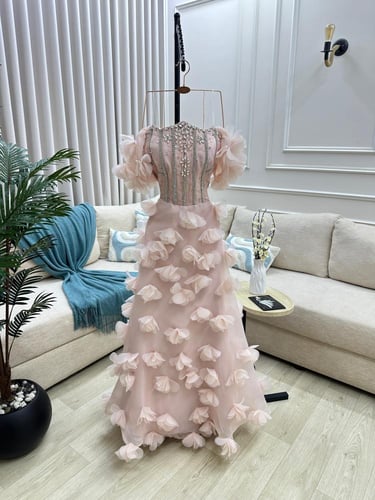 فستان سهره وردي فخم