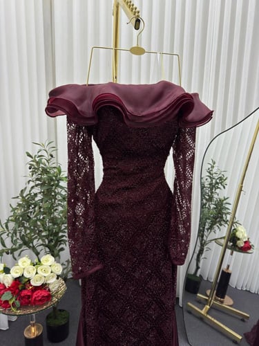 فستان سهره برغندي راقي