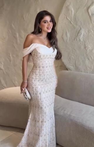 فستان سهره فخم ابيض