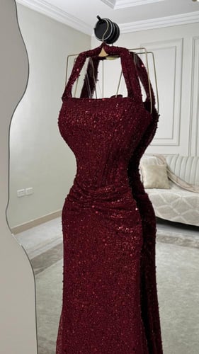 فستان سهره فخم عنابي