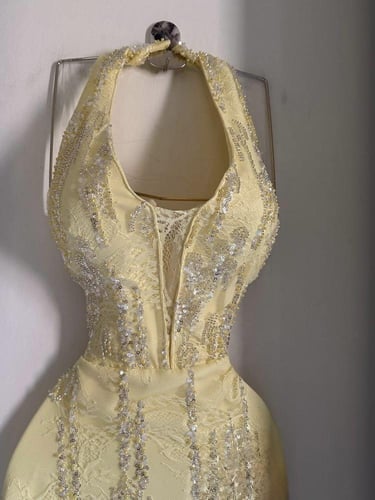 فستان سهره فخم ليموني