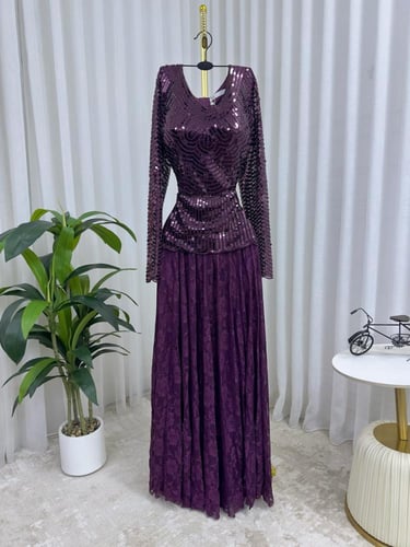 فستان سهره فخم موف فاتح