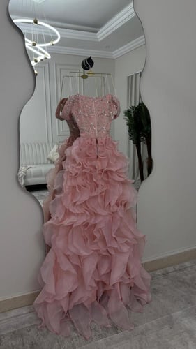 فستان سهره وردي فخم