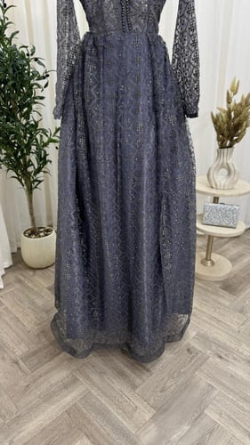 فستان سهره رصاصي فخم