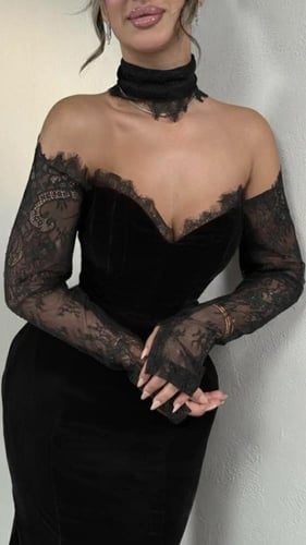 فستان سهره اسود مخمل ناعم