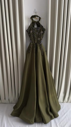 فستان سهره فخم زيتي