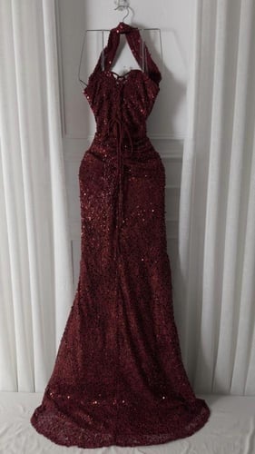 فستان سهره عنابي فخم