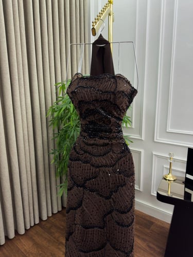 فستان سهره فخم بني