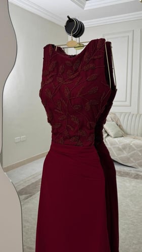 فستان سهره عنابي فخم