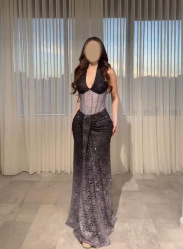 فستان سهره اسود ورصاصي