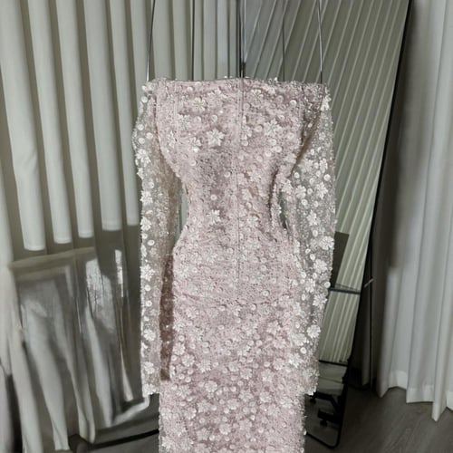 فستان سهره فخم وردي