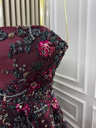 فستان سهره فخم عنابي