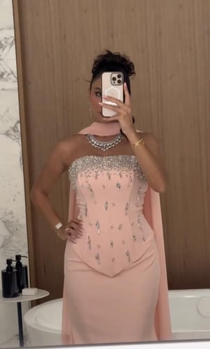 فستان سهره وردي فخم