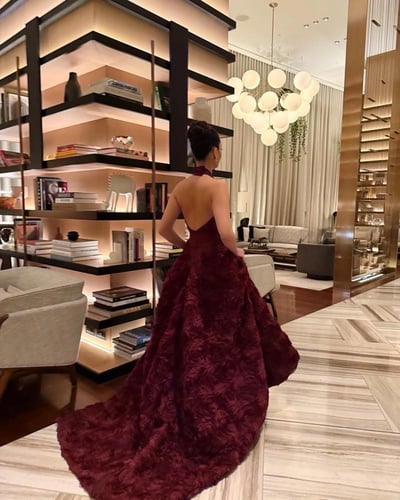 فستان سهره فخم برغندي