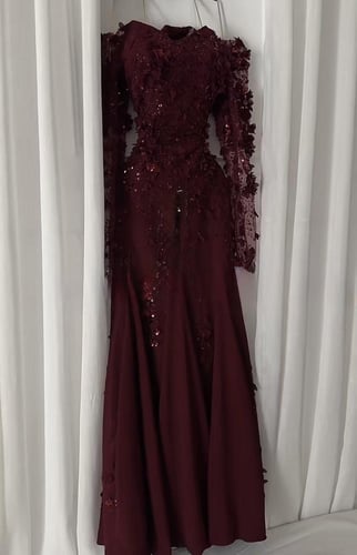 فستان سهره فخم عنابي