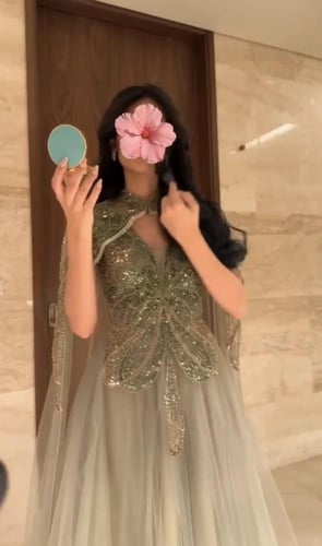 فستان سهره فخم زيتي