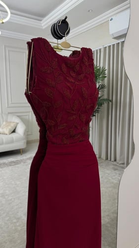 فستان سهره عنابي فخم