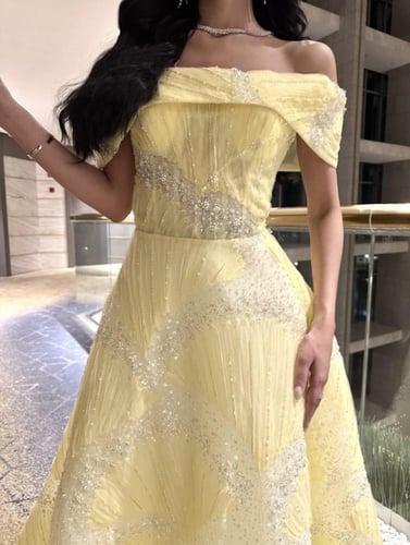 فستان سهره فخم ليموني