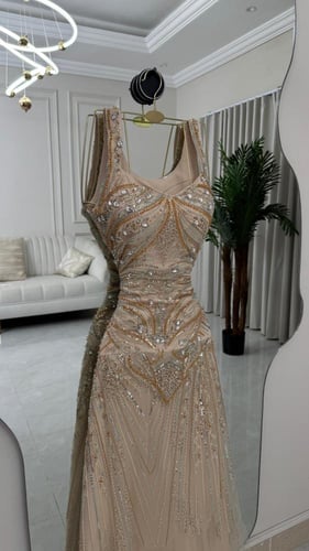 فستان سهره بيج ذهبي فخم