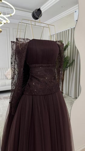 فستان سهره بني فخم