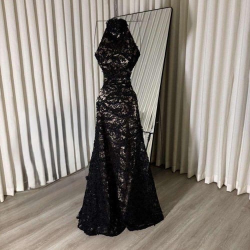 فستان سهره اسود دانتيل فخم