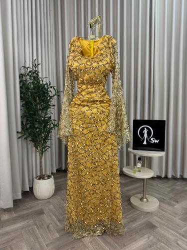 فستان سهره فخم كموني