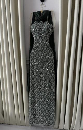 فستان سهره فخم زيتي