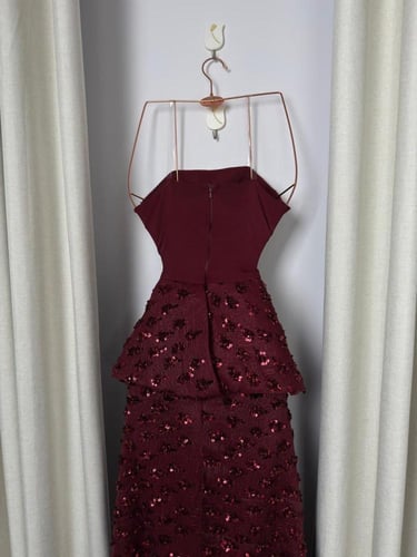 فستان سهره فخم برغندي