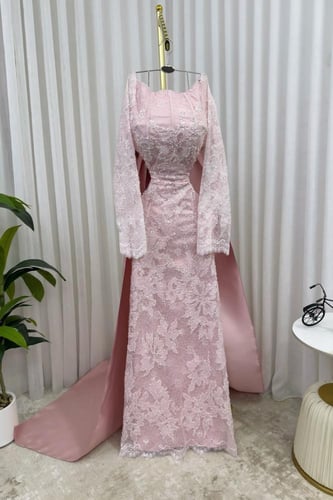 فستان سهره فخم وردي