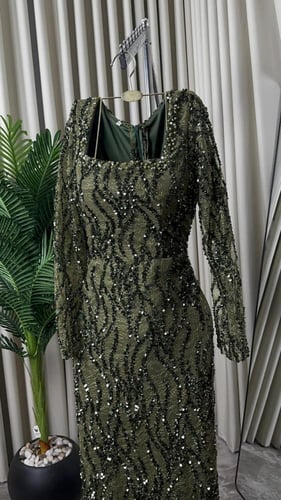 فستان سهره زيتي فخم