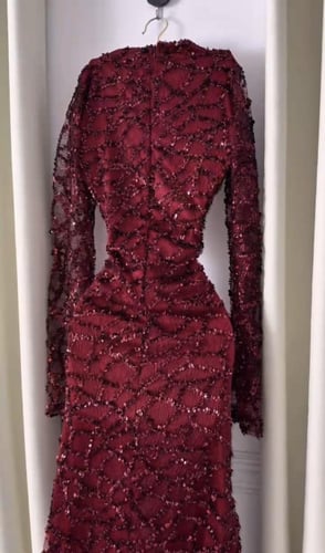 فستان سهره فخم عنابي