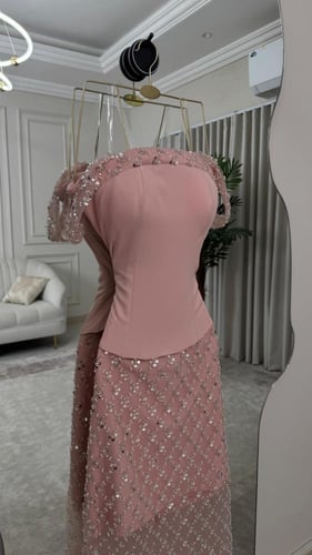 فستان سهره وردي فخم