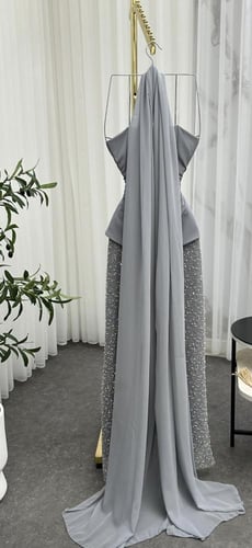 فستان سهره رمادي