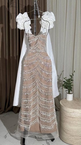 فستان سهره فخم بيج