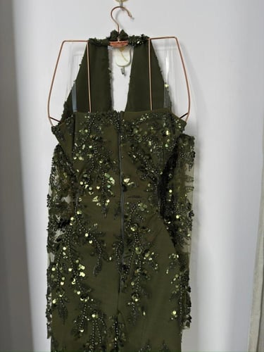 فستان سهره زيتي فخم