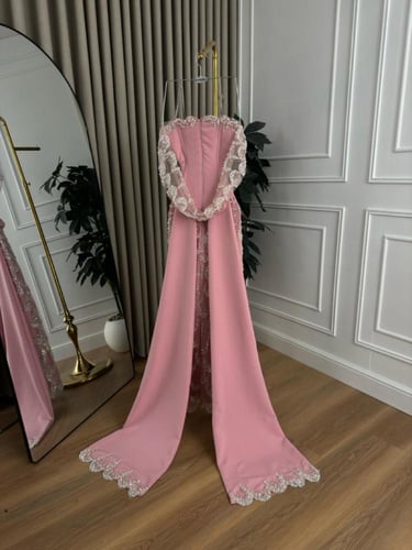 فستان سهره فخم وردي