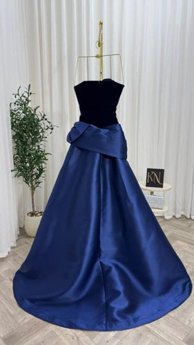 فستان سهره ازرق &موف مخمل وتفته