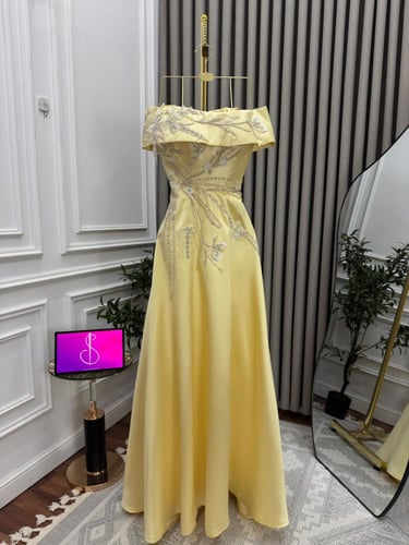 فستان سهره ليموني فخم