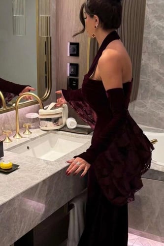 فستان سهره عنابي