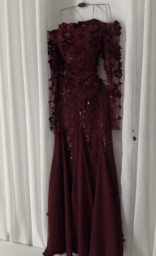 فستان سهره فخم عنابي